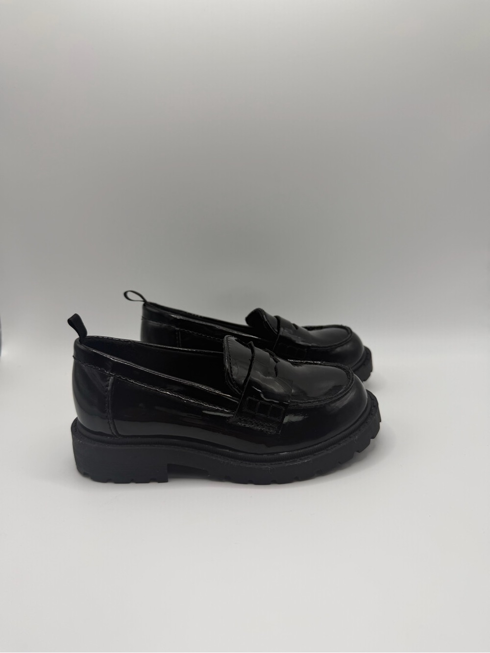Old Navy Black Patent Loafer Flats with Chunky Sole